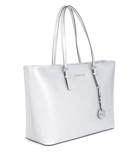 michael kors metallic silver jet set tote|saffiano leather tote Michael Kors.